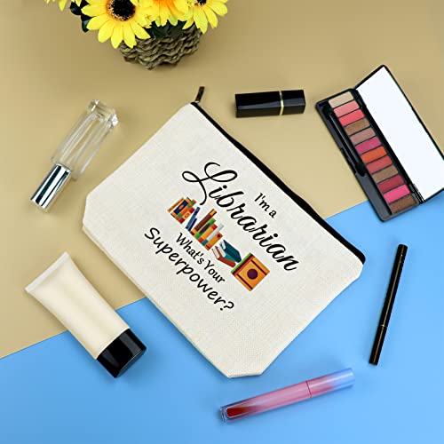Librarian Gifts for Women Makeup Bag Librarians Thank You Gifts Book Lover Bookworm Prefect Cosmetic Bag Pouch Librarian Retirement Christmas Birthday Gift for Librarians Library Reading Organizer