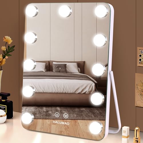 14.6" Vanity/Makeup Mirror with Lights, Hollywood Mirror with 11 Dimmable LED Bulbs,3 Color Modes,Touch Control