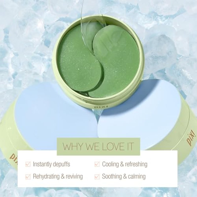Pixi DetoxifEYE Depuffing Hydrogel Under-Eye Patches, Cucumber, Hyaluronic Acid & Caffeine For Puffy Eyes and Dark Circles, Hydrate Eye Area, 30 pairs, 60 Patches