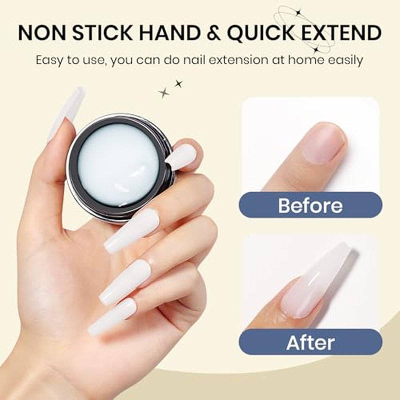 Solid Sculpture Builder Gel, 3D Nail Gel White Non-Stick Hand Nail Extension Gel for Carving Patterns Decoration Nail Art Emboss Hard Gel for Nails Mnicure DIY at Home 14g(0.49 oz)