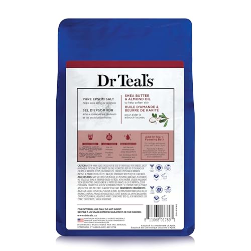 Dr Teal's Epsom Salt Magnesium Soak, Soften & Moisturize with Shea Butter & Almond Oil, 3 lbs