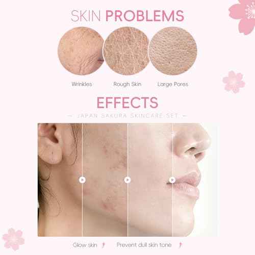 LAIKOU Sakura Skincare Set for Teen Girls, Complete 34PCS Face Care Kit, Christmas Pamper Gift Set for Women & Teenage Girls, Hydrating & Nourishing Travel-Friendly Daily Facial Skincare Routine