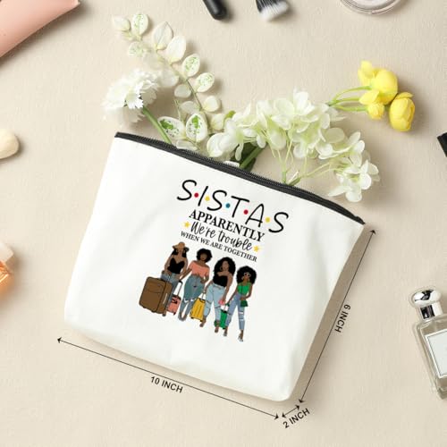 6 Pcs Sister Gifts: Girls Trip Favors Makeup Bag - Besties Females Christmas Cosmetic Bag - Weekend Bags for Women Vacation Bachelorette Party