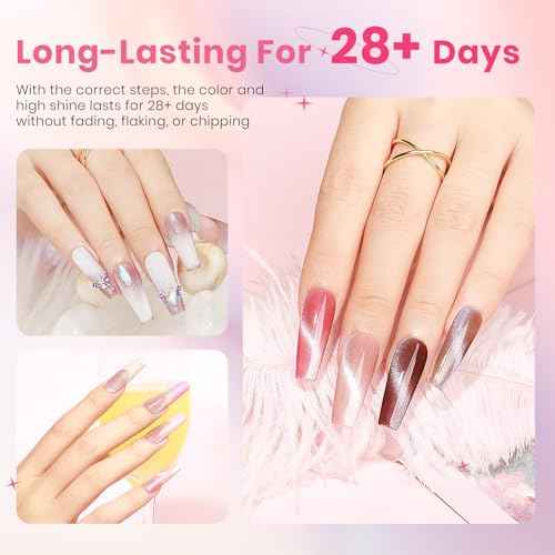 Crystal Cat Eye Gel Nail Polish 12 Colors with Magnetic Stick, Cat Eye Magnetic Nail Polish, Gel Polish, Salon DIY Home Gift for Women