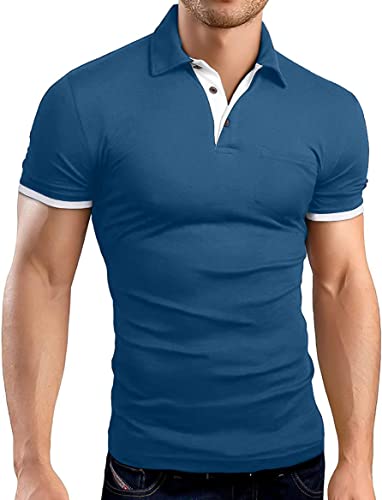 KUYIGO Slim Fit T Shirts for Men Short Sleeve Polo Shirt Casual Tactical Golf Tennis T-Shirts XX-LargeDeep Teal