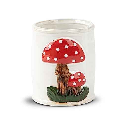 Mushroom Makeup Brush Holder Ceramic Makeup Brush Organizer White Make Up Brush Holder Organizer
