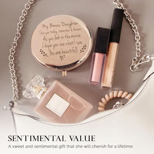 Bonus Daughter Gifts, Step Daughter Gifts from Stepmom, Christmas Step Daughter Gifts from Stepdad, Bonus Daughter Birthday Gifts, Mothers Day for Bonus Daughter, Stepdaughter Compact Mirror