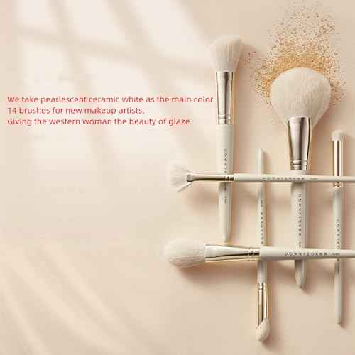 Makeup brush gift set: 14 piece professional makeup brush advanced synthetic kabuki brush set foundation make-up powder blusher eye shadow concealer high gloss brush mixed makeup brush set