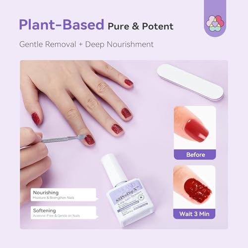 SAVILAND SSPro X Dip Powder Remover Kit: Gentle & Easy Dip Nails Removal No Need Soaking Or Wrapping with Nail File Nail Scraper for Dipping Powder 0.5 Floz Home Use