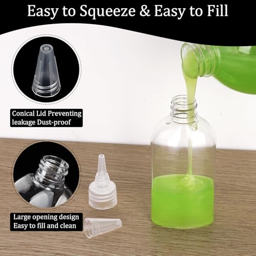 Cosywell Paint Bottles 4Pack 100ml/3.4oz Empty Squeeze Bottles Leak-Proof Refillable Plastic Hair Color Applicator Bottle Paint Storage Containers for Paint Art Crafts Shampoo Liquids(Clear)