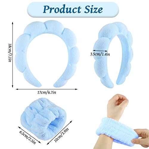 Sponge Spa Headband for Women, Makeup Headband and Wrist Washband Set Skincare Headband for Teen Girl Valentine's Day Gifts Trendy Stuff