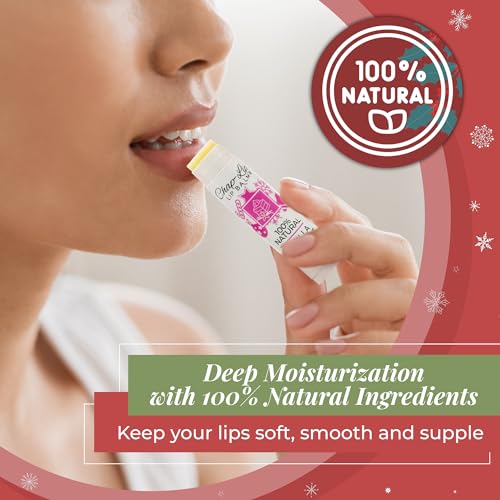 100% Natural Lip Balm Set - Beeswax Natural Christmas Gifts for Her - Ideal Gift for Women - Lip Moisturizer for Dry Lips, Cocoa Butter - Petroleum Free Pack of 24