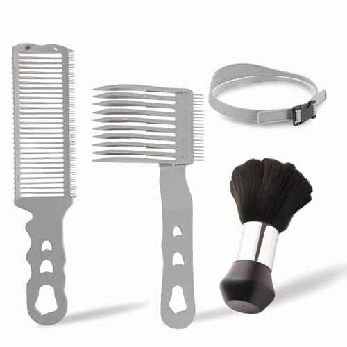 4PCS Blend Friend Fade Comb Set,Barber Fade Comb, Self Haircut Kit for Men Haircut Gradient Hair Comb Compatible withall Hair Clippers Barber Accessories,for Home,Salon (Black)