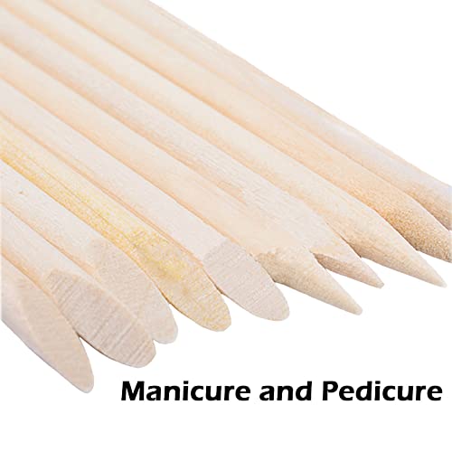 200 Pcs Orange Wooden Sticks for Nails, 4.5 Inch Double Sided Wood Cuticle Pusher Tool Disposable Orangewood Nail Stick, Bamboo Manicure Stick