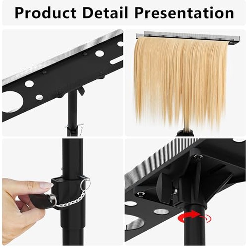 ikare Stainless Steel Braiding Rack - Height Adjustable Hair Extension Holder, Braiding Rack Stand Tripod, Foldable Hair Tray