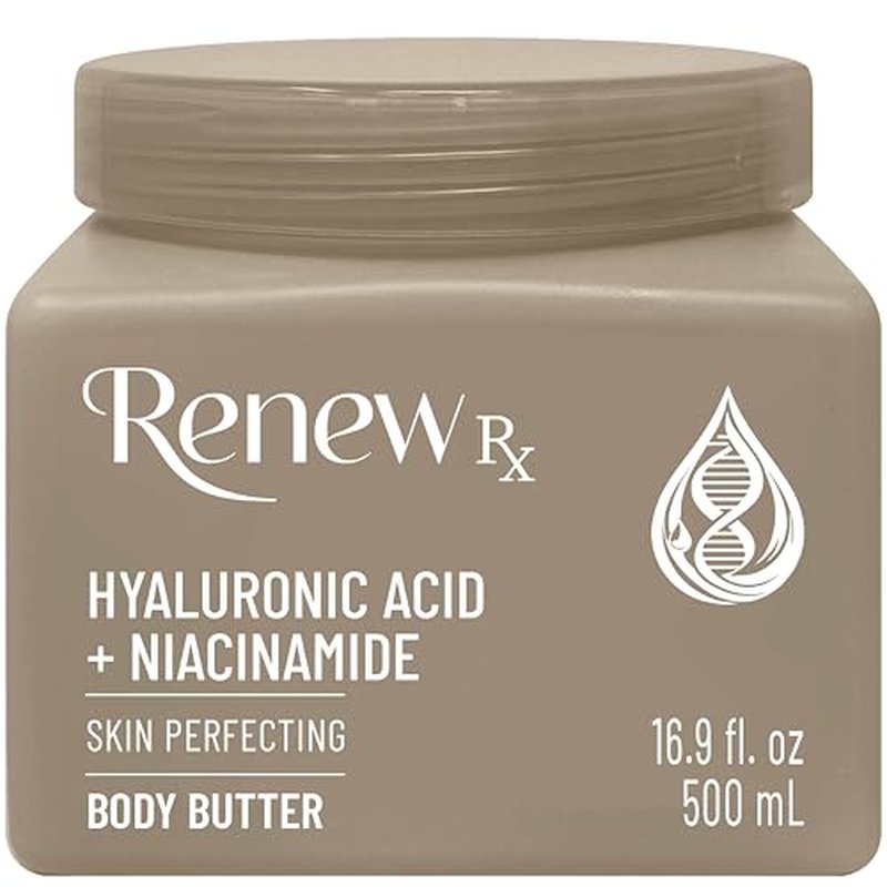 Hyaluronic Acid + Niacinamide Body Butter for Dry Skin ? Deep Hydrating Skin Care, Skin Perfecting Vegan Skincare, 16 oz