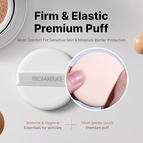 TROIAREUKE A+ Cushion Foundation (Shade 23) I Natural Coverage Foundation Makeup, Moisturizing Finish for Sensitive, Oily, Combination Skin, Skin Care Cushion I Korean Aesthetic Makeup