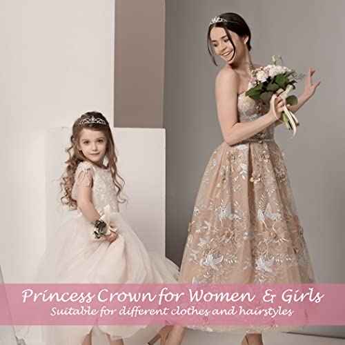 CURASA 4 Pack Princess Crown for Girls Silver Crystal Tiara for Kids Crown for Girls Rhinestone Headband Birthday Crowns for Women Hair Jewelry for Birthday Wedding, Prom, Pageant