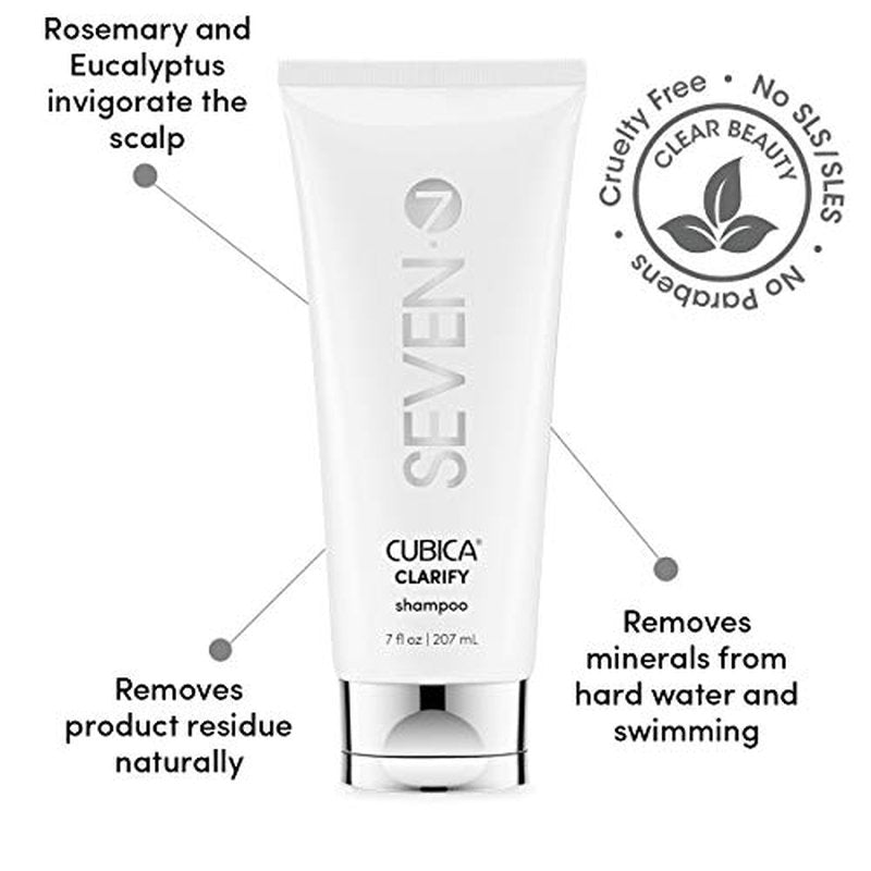 SEVEN Hair Care Cubica Clarifying Shampoo for Women & Men, Detox and Minimize Dry Scalp + Buildup with Rosemary, Eucalyptus & Rose Hip Oil, Cruelty Free, Sulfate Free, Made in USA