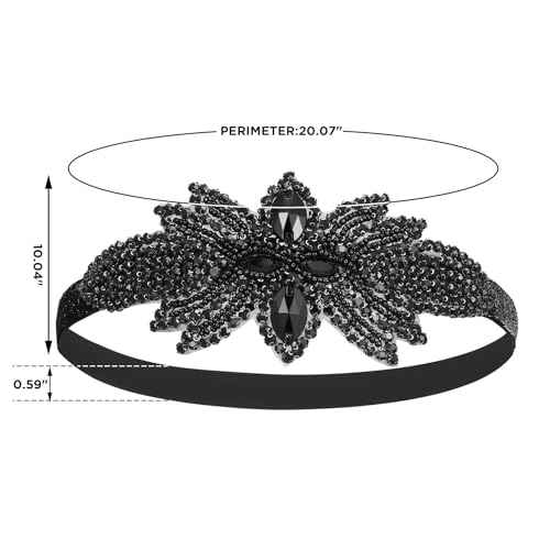 SWEETV 1920s Flapper Headpiece for Women, Rhienstone Roaring 20's Headband Great Gatsby Flapper Hair Accessory for Women,Silver