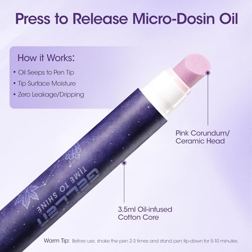 Gellen 4-in-1 Cuticle Pusher Pen with Micro-Dosin Oil, Cuticle Remover & Cuticle Oil in a Pen, Ceramic Nail Pusher Pen for Hangnails & Dry & Damaged Nails, Nail Care Pen for Repair & Nourish Nails