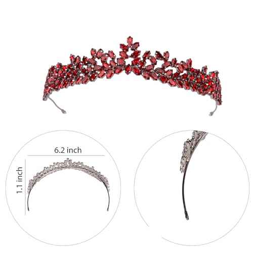 Women's Tiara, Crown for Henna Wedding Party | Glitter Hair Accessories for Bridal Birthday Pageant Prom Halloween Costume Christmas Party, Princess Crowns | Dream Design - Burgundy