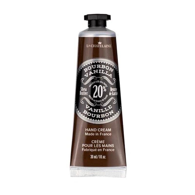 La Chatelaine 20% Shea Butter Hand Cream Travel Size, Men, Unisex, Organic Argan Oil, Moisturizing, Nourishing, Extra-Rich Hand Lotion, Made in France, Paraben Free, 1 oz / 30ml (Bourbon Vanilla)