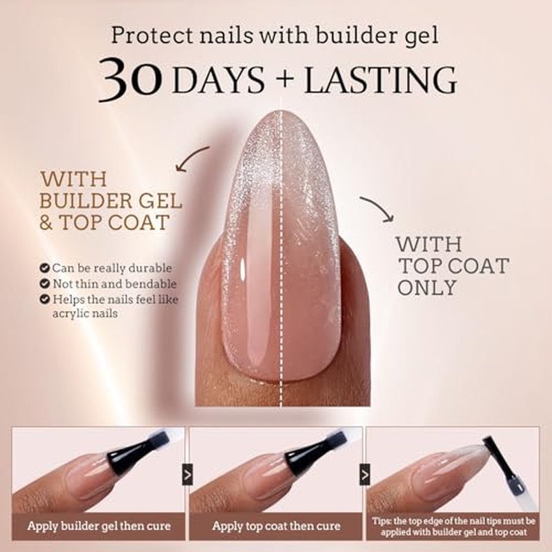 BTArtboxnails X-coat Tips Cat Eye Nails - French Tip Press On Nails, Medium Almond Soft Gel Nail Tips, Soak Off Acrylic Fake Nail Extensions