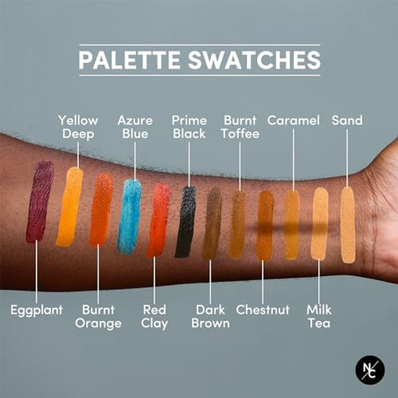 Narrative Cosmetics 12 Color Dark Flesh Tone Alcohol Activated Makeup Palette Kit - Includes Alcohol Activator and Moisturizing Remover - Waterproof Makeup for Professional Makeup Artists