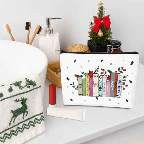 Christmas Makeup Bag for Women Girls, Singer Merch Gifts, Christmas Cosmetic Bags for TS Fans, White Elephant Gifts for Mom Wife Sister Friends, Cute Holiday Travel Purse Zipper Pouch Bag