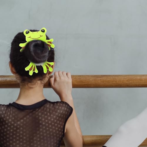 4Pcs Cute Animal Plush Hair Ties for Women - Fluffy Scrunchies Featuring Cat Cow Frog Designs - Soft and Comfortable Hair Accessories for Teens and Young Girls