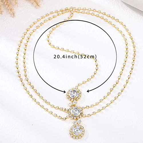 Layerd Head Chain Rhinestone Hair Chain Wedding Hair Accessories Fordhead Headband for Women and Girls