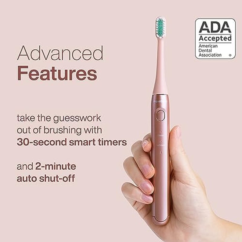 Aquasonic Icon Toothbrush & Water Flosser Bundle - Blush Color, Advanced Oral Care Set