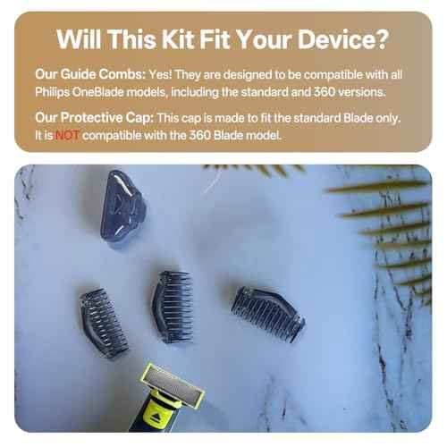 Guards Kit,1/3/5mm Guide Combs and Protective cap Fit for Philips Norelco OneBlade Handles