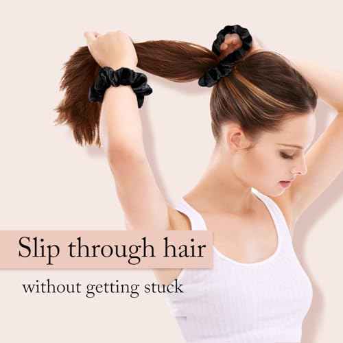 OLESILK 100% Mulberry Silk-Scrunchies for Hair Sleep, Women Grils Silk Hair Ties for Frizz & Breakage Curly Hair, No Damage, Elastics Ponytail Holder, 3 Pack