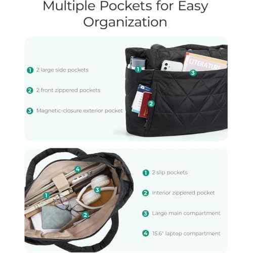 Puffer Tote Bag for Women, Large Quilted Puffy Handbag