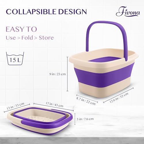 Fivona Collapsible Foot Soak Basin - Pedicure Foot Bath Soaking Tub for Tired Feet, Cracked Heels, Callus Removal & Foot Care