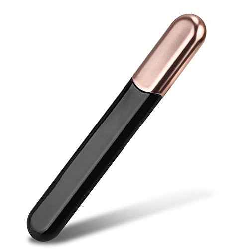Premium Glass Nail File with Case, Crystal Diamond Salon Best Beauty Nail Buffer for Natural and Acrylic Nails Christmas Gift for Woman and Man,Black Gold