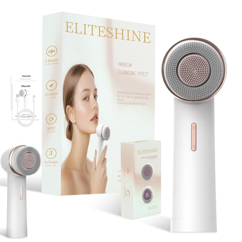 Electric Facial Cleansing Brush with Silicone and Bristle Brushheads,Gentle Electric Face Scrubber Exfoliator, Face Cleansing Brush, Face Wash Brush Machine, Rechargeable, Relief for Face Skin Issues