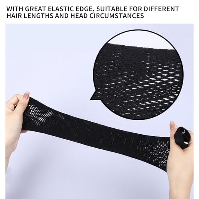 Fandamei Wig Cap, Hair Net for Wigs for Women, 30 CM Large Mesh Wig Cap for Long Hair, Nylon Hair Net Non Slip for Halloween Rave Party Cosplay-Black 2 PCS