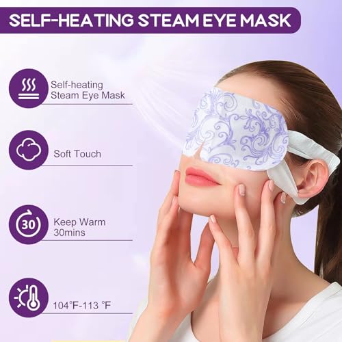 XPCARE 24 Pack Steam Eye Masks for Dry Eyes, Self Heated Steam Warm Eye Mask, Disposable Heated Eye Mask for Dark Circles, Puffy Eyes, Relief Stress Eye Fatigue£¨Lavender£©