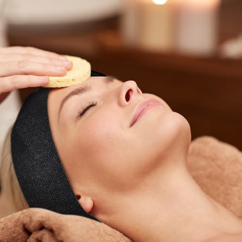 WILLBOND 200 Pieces Disposable Spa Facial Headbands Stretch Non Woven Facial Headband Skin Care Hair Band with Soft Convenient Closure for Women Salons(Black)