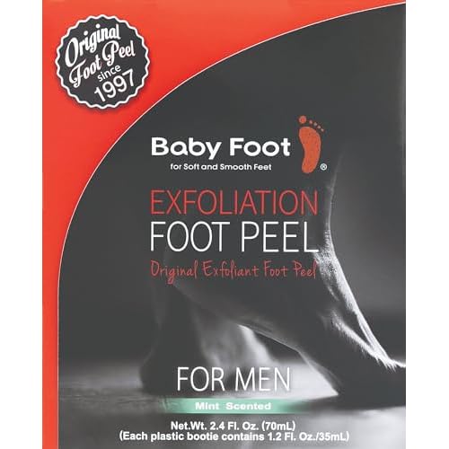 Baby Foot - Original Foot Peel Exfoliator For Men - Foot Peel Mask - Repair Rough Dry Cracked Feet and remove Dead Skin, Repair Heels and enjoy Baby Soft Smooth Feet 2.7 Fl. Oz. Mint Scented Pair