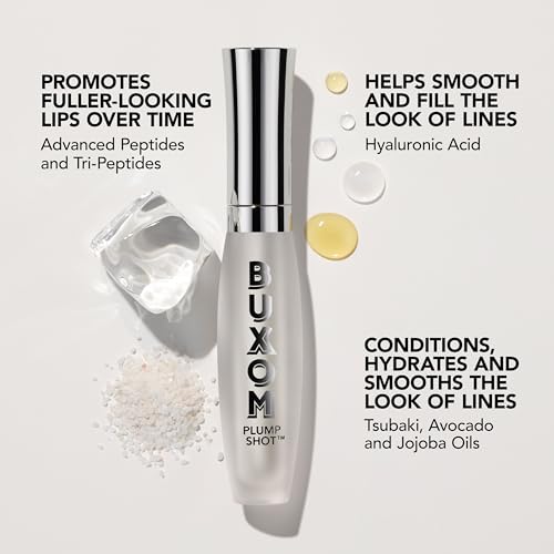 Buxom Plump Shot Peptides Lip Serum, Plumping Lip Gloss, Plumper with Advanced Peptides, Hyaluronic Acid, Avocado & Jojoba Oil, Cruelty-Free