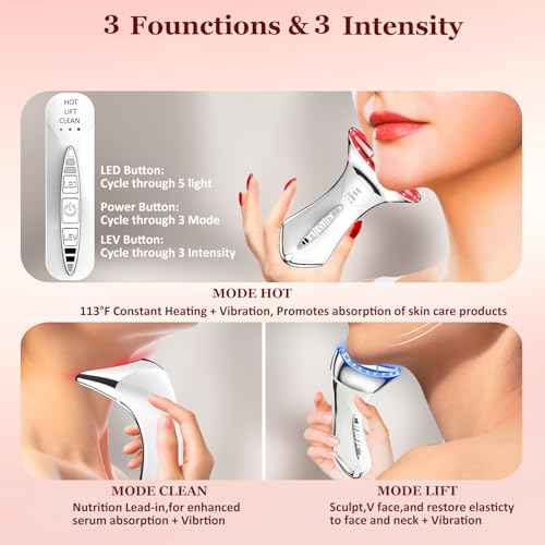 5-in-1 Red Light for Face and Neck£¬Face Neck Massager for Skin Care, Water Resistant Facial Sculptor Wand
