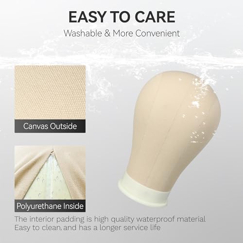 22 Inch Wig Head for Wig, Canvas Mannequin Head with Mount Hole, Manikin Head for Wig Making, Styling and Display, Head Contour More Realistic