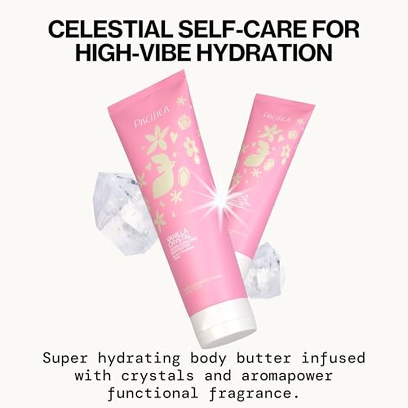 Pacifica Vanilla Crystal Body Butter Lotion ? Super Hydrating Moisturizer for Dry Skin, Rich Shea Butter & Vitamin E Formula, Vegan, Cruelty-Free, Clean Beauty, Vanilla Scent, 6 oz