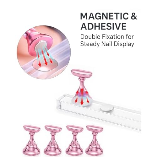 Nail Stand Set for Nail Art Practice & Display - Complete Acrylic Nail Holder Kit with Bonus Tweezers & Double-Sided Tape, False Nail & Press On Nail Practice Stand for Home DIY, Salon Use