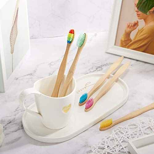 40 Pieces Bamboo Toothbrushes Charcoal Toothbrush Bamboo Toothbrushes with BPA-Free Nylon Bristles(Multi-Color)