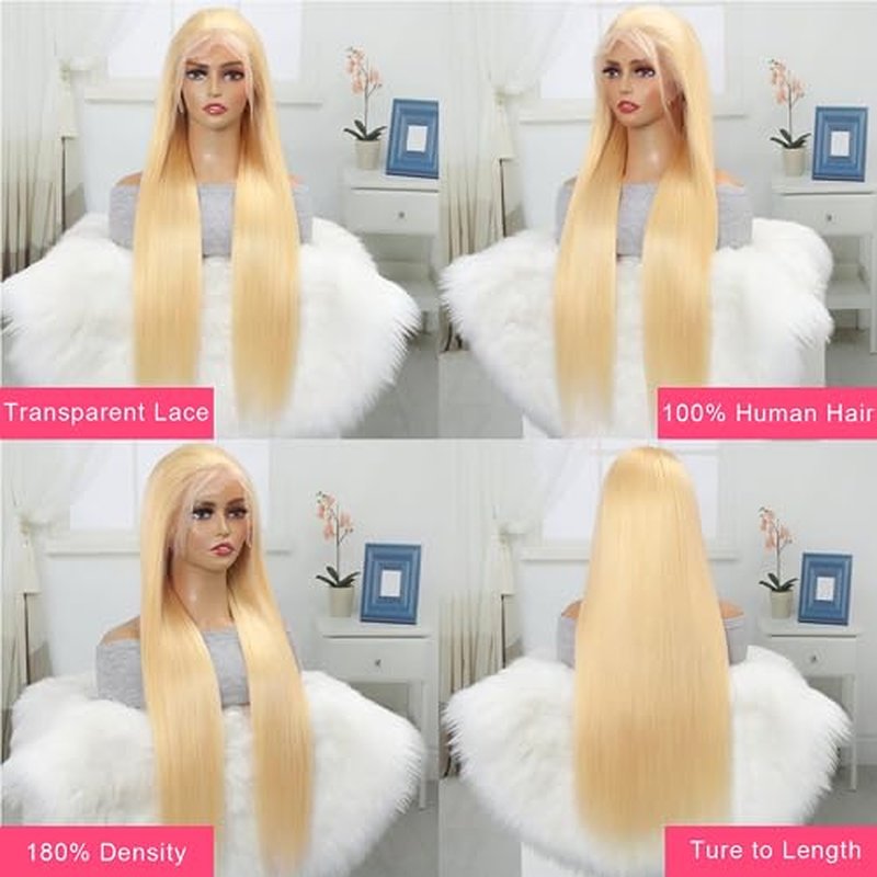 613 Lace Front Wig Human Hair 13x4 Blonde Lace Front Wigs Human Hair Pre Plucked with Baby Hair 180% Density Straight Lace Frontal Wig Human Hair for Women